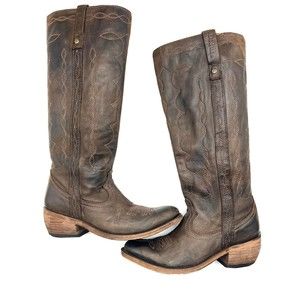 LIBERTY BLACK Womens Cowboy Boots Nubuck Leather Zipper Western Embroidered